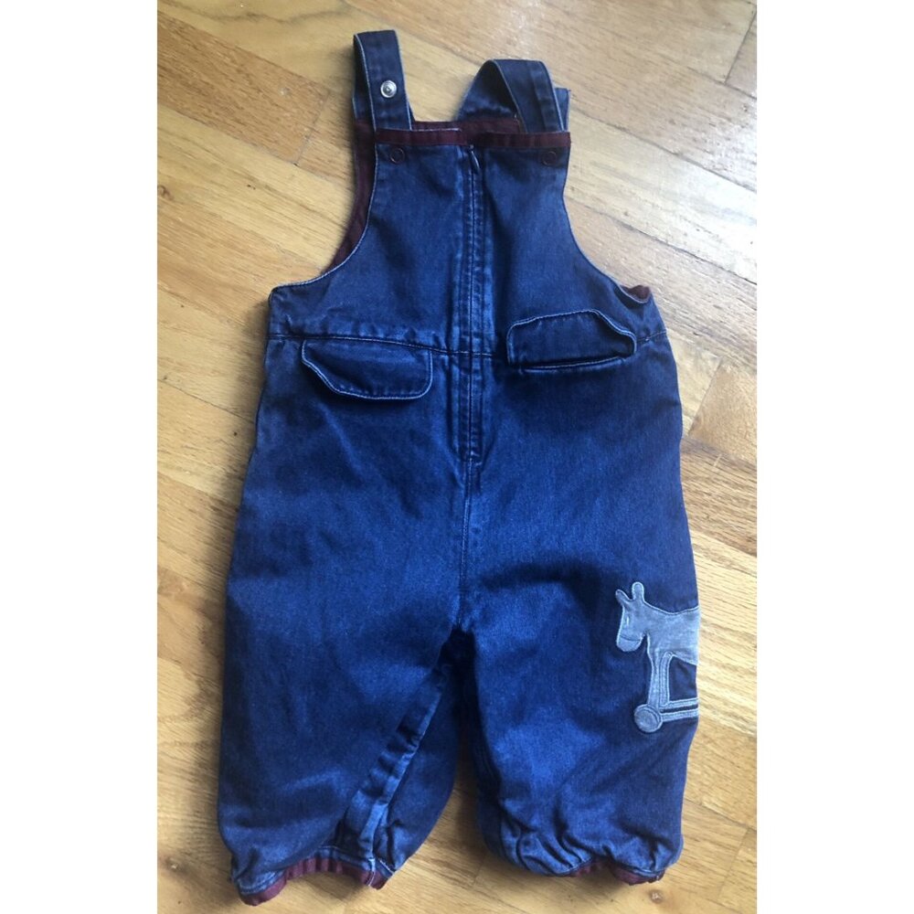 Jacadi 12M Blue Jean Overalls With Horse